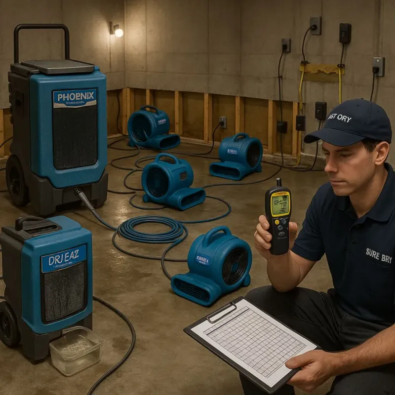 Structural Drying and Dehumidification process in West Salem, WI